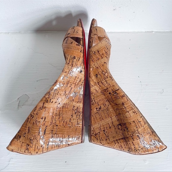 Christian Louboutin Skinny Cork Peep Toe Wedge Heels In Size 36 1/2 - Picture 7 of 12